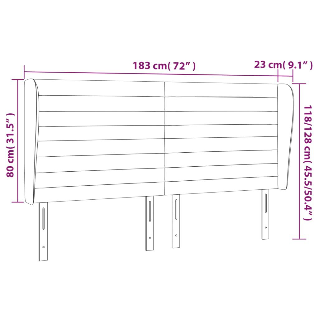 vidaXL Κεφαλάρι με Πτερύγια Ροζ 183x23x118/128 εκ. Βελούδινο