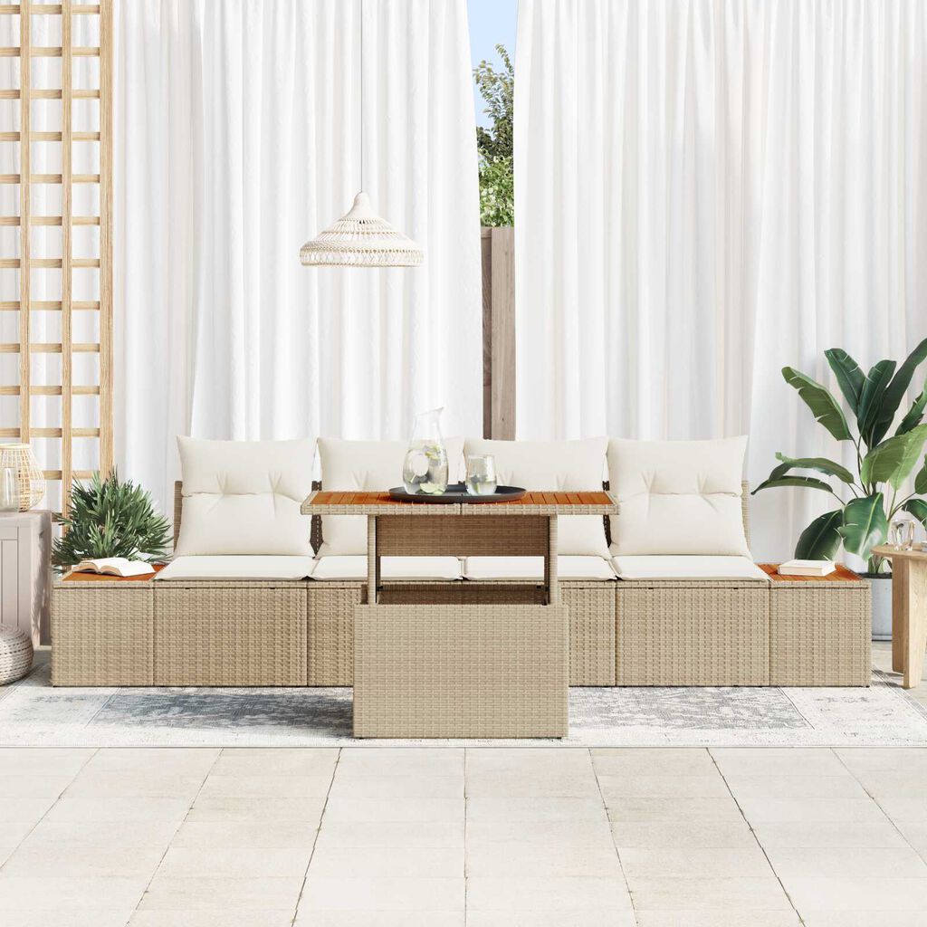 vidaXL Σέτ φαγητού για κήπο 5 pcs Μπεζ και Κρέμα 100 x 55 x 73 εκ