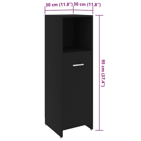 vidaXL Στήλη Μπάνιου Μαύρη 30 x 30 x 95 εκ. από Επεξεργασμένο Ξύλο