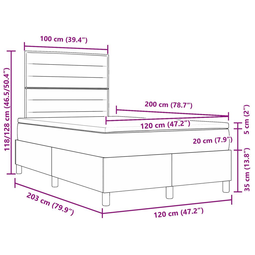 vidaXL Στρώμα Κουτιού με Στρώμα Σκούρο Καφέ 120x200 εκ. Ύφασμα
