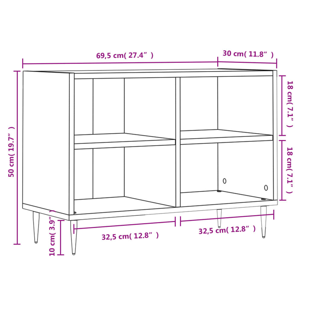 vidaXL Έπιπλο Τηλεόρασης Καπνιστή Δρυς 69,5x30x50 εκ. Επεξεργ. Ξύλο