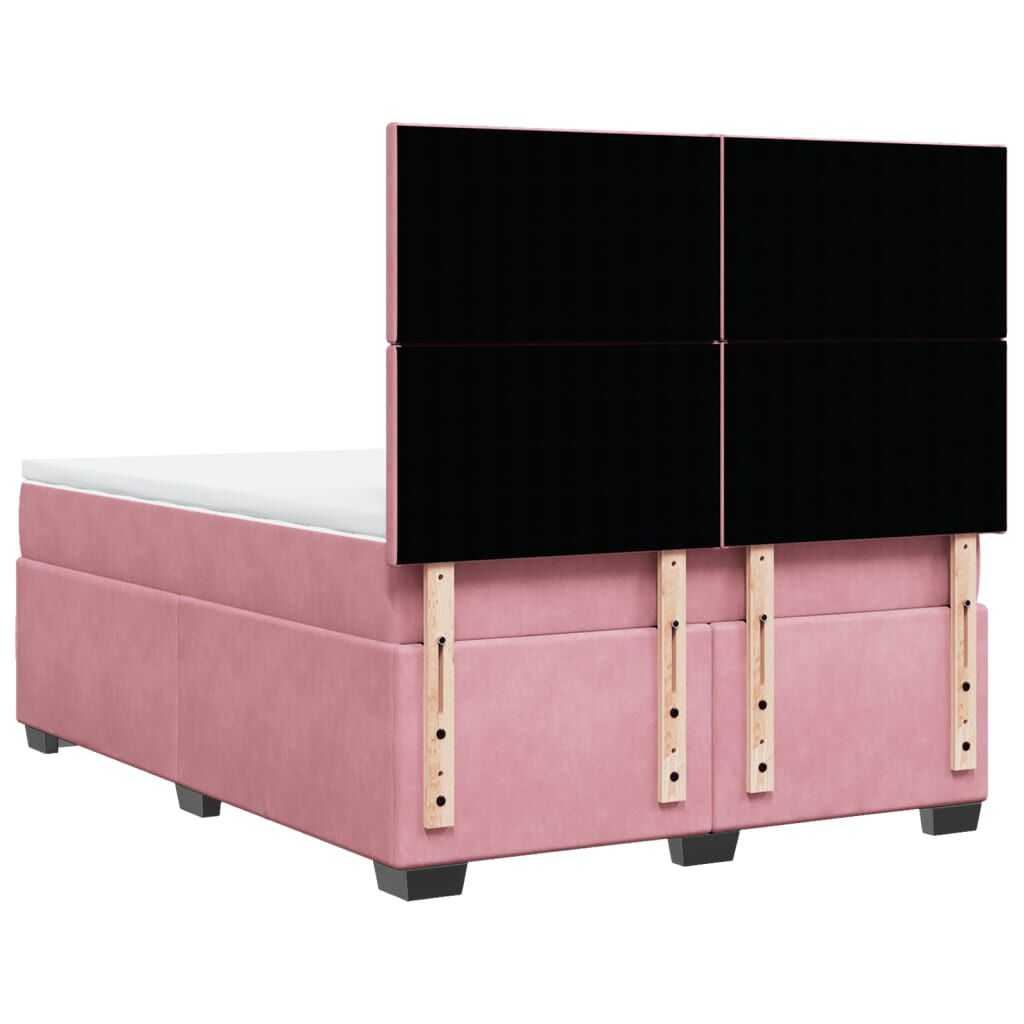 vidaXL Κρεβάτι Boxspring με Στρώμα Ροζ 140x190 εκ. Βελούδινο