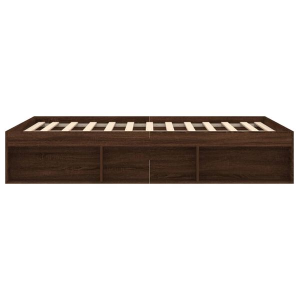 vidaXL Πλαίσιο Κρεβατιού Καφέ Δρυς 135x190 εκ. Double