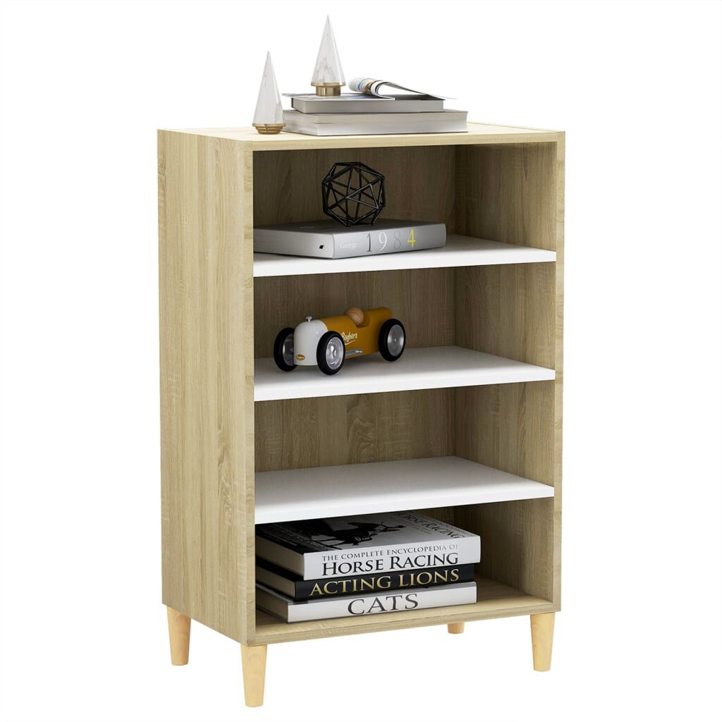 vidaXL Ραφιέρα Λευκό και Sonoma Δρυς 57 x 35 x 90 εκ. από Επεξ. Ξύλο