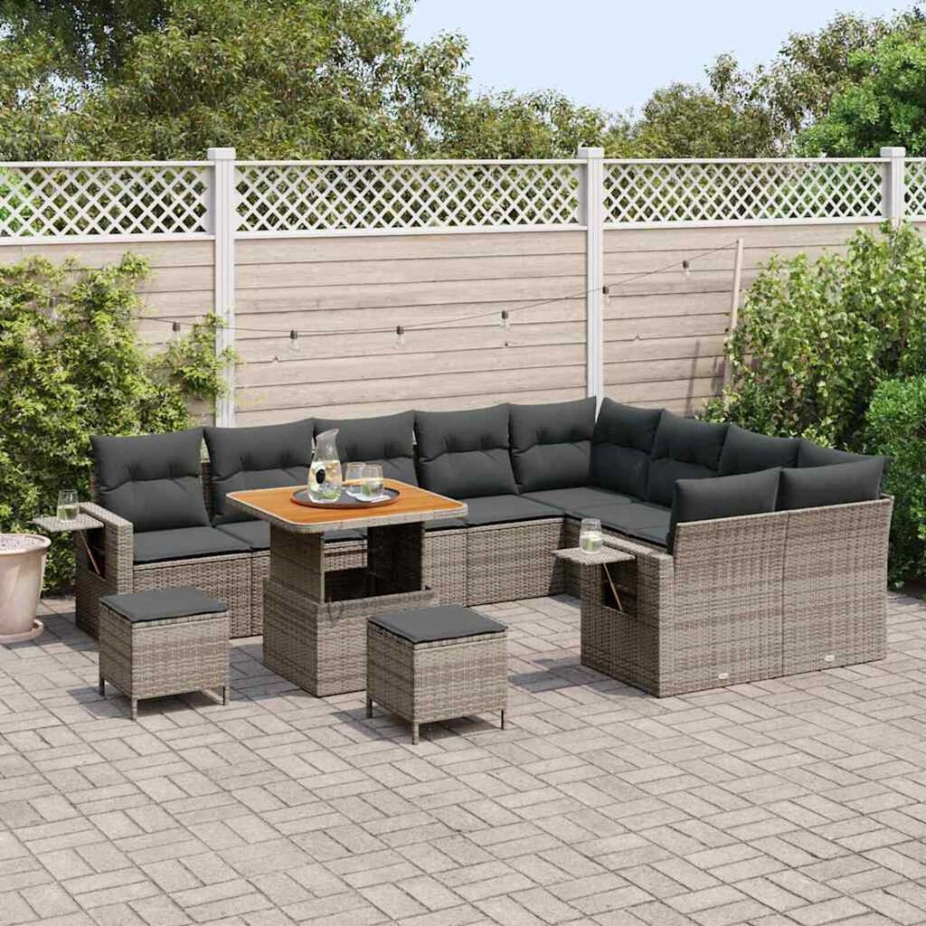 vidaXL Σετ Καναπέ Κήπου 12 pcs Γκρι συνθετικό ρατάν