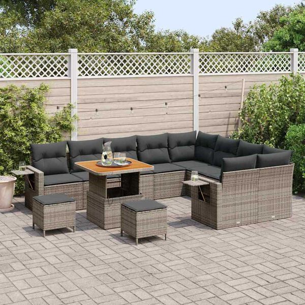 vidaXL Σετ Καναπέ Κήπου 12 pcs Γκρι συνθετικό ρατάν