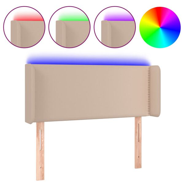 vidaXL Κεφαλάρι Κρεβατιού LED Καπουτσίνο 103x16x78/88εκ. Συνθετ. Δέρμα