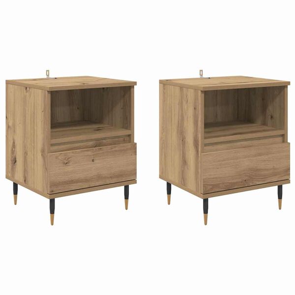 vidaXL &Kappa;&omicron;&mu;&omicron;&delta;ί&nu;&omicron; 2 pcs Artisan Oak 40 x 35 x 50 &epsilon;&kappa;. &Epsilon;&pi;&epsilon;&xi;&epsilon;&rho;&gamma;&alpha;&sigma;&mu;έ&nu;&omicron; &xi;ύ&lambda;&omicron;