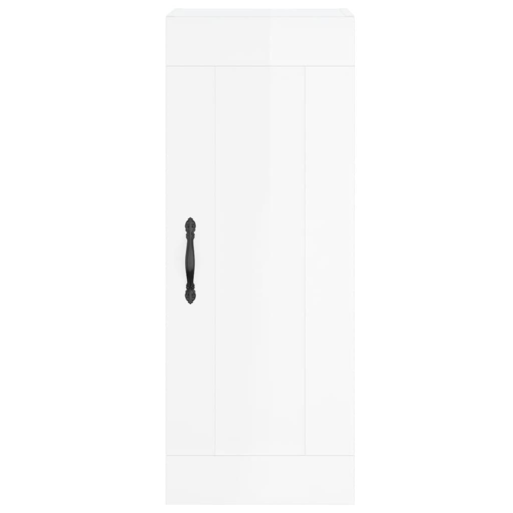 vidaXL Ντουλάπι Γυαλ. Λευκό 34,5 x 34 x 180 εκ. από Επεξεργασμένο Ξύλο