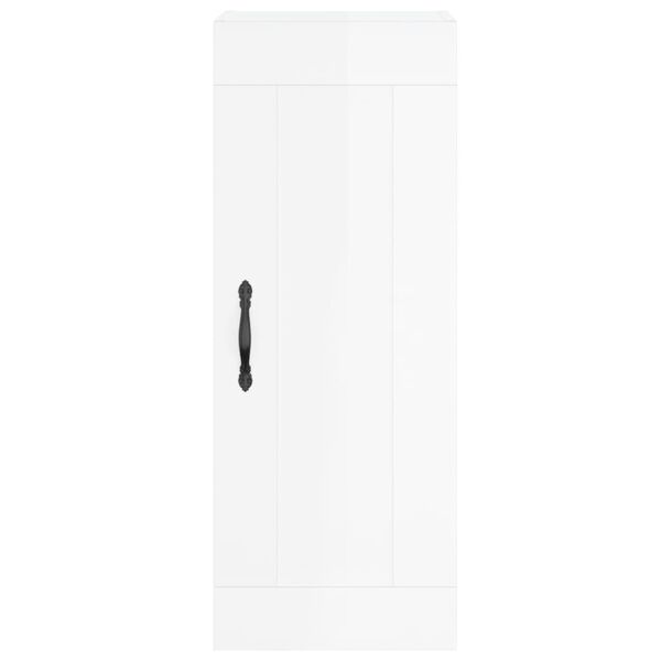 vidaXL Ντουλάπι Γυαλ. Λευκό 34,5 x 34 x 180 εκ. από Επεξεργασμένο Ξύλο