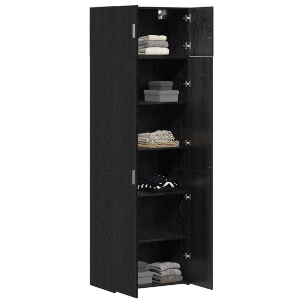Ντουλάπι Αποθήκευσης vidaXL Μαύρος Δρύς 70x42.5x225 εκ. Επεξεργασμένο Ξύλο