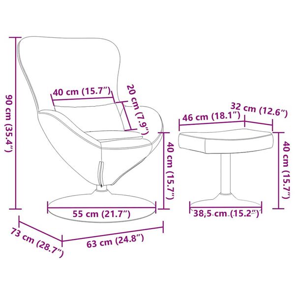 vidaXL Κάθισμα-αυγό 2 pcs Ροζ 63 x 73 x 90 εκ Βελούδο