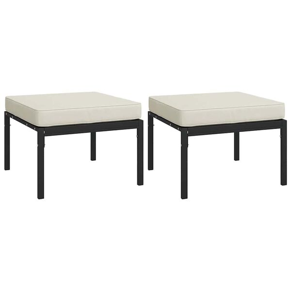 vidaXL Υποπόδια Κήπου 2 τεμ. 60x60x35 εκ Ατσάλι με Μαξιλάρια Χρ. Άμμου