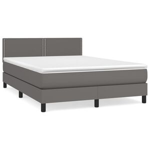 vidaXL Κρεβάτι Boxspring με Στρώμα Γκρι 140x200εκ. από Συνθετικό Δέρμα