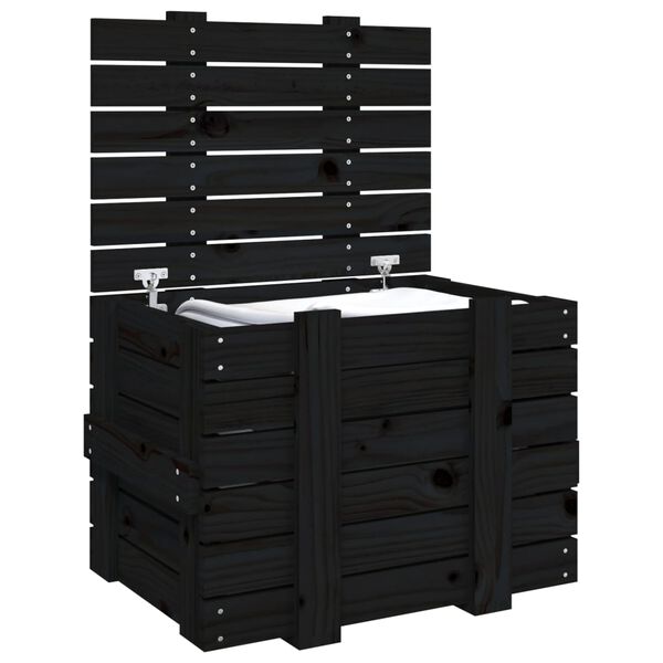 vidaXL Κουτί Αποθήκευσης Μαύρα 58x40,5x42 εκ. Μασίφ Ξύλο Πεύκου