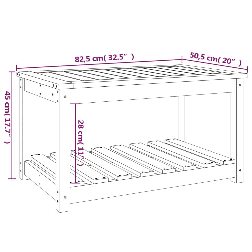 vidaXL Τραπέζι Κήπου Γκρι 82,5x50,5x45 εκ. από Μασίφ Ξύλο Πεύκου