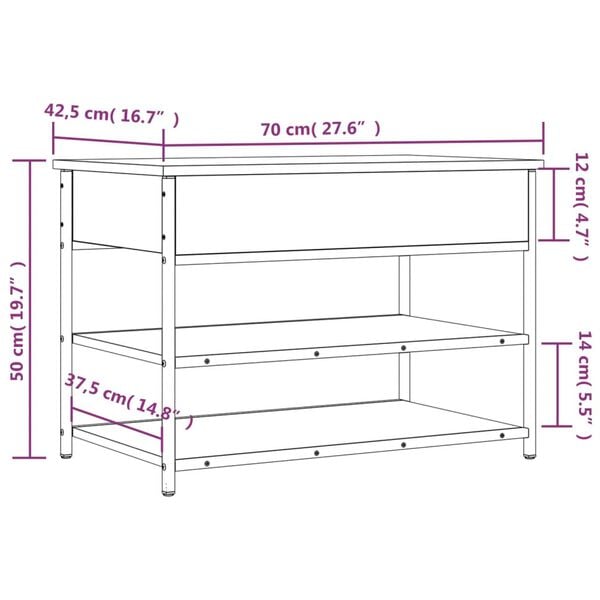 vidaXL Παπουτσοθήκη Γκρι Sonoma 70x42,5x50 εκ. από Επεξεργασμένο Ξύλο