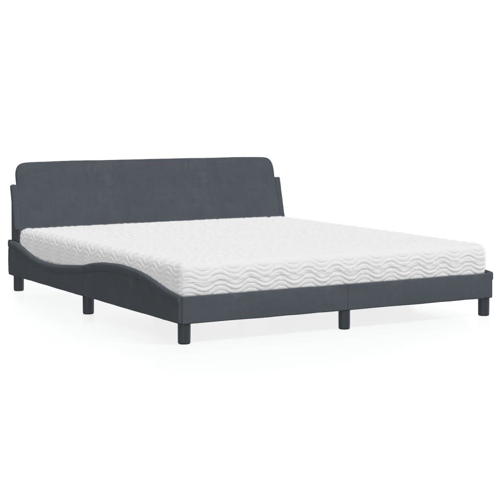 vidaXL Κρεβάτι με Στρώμα Σκούρο Γκρι 180x200 εκ. Βελούδινο