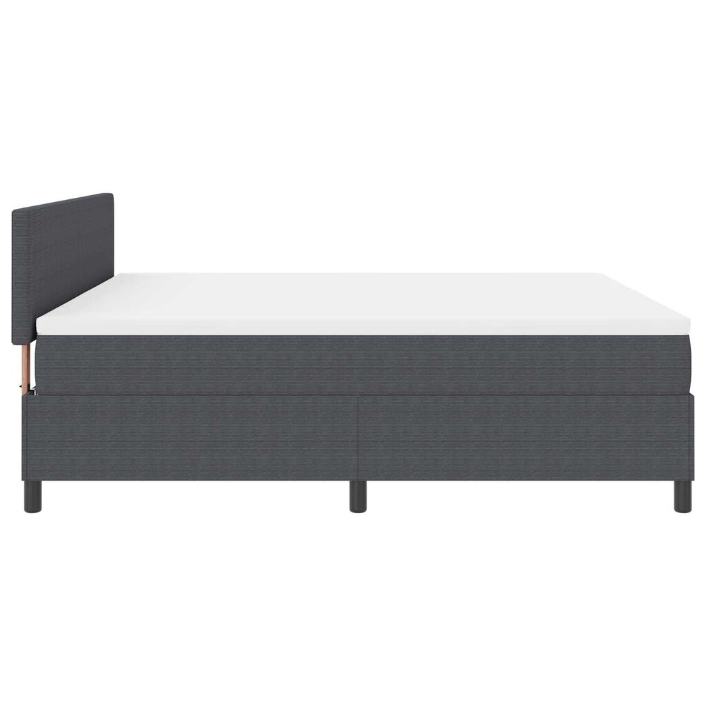 vidaXL Κρεβάτι Box Spring με Στρώμα & LED Σκοτεινό Γκρι Ύφασμα Κοτλέ