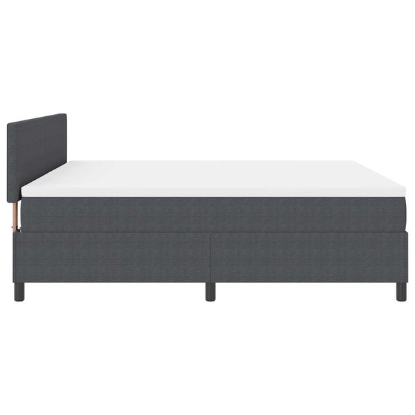 vidaXL Κρεβάτι Box Spring με Στρώμα & LED Σκοτεινό Γκρι Ύφασμα Κοτλέ