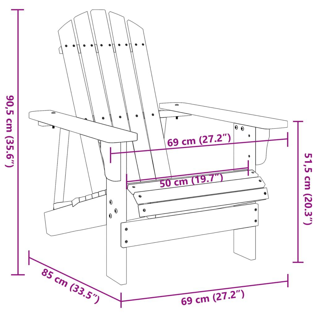 vidaXL Καρέκλα Adirondack Λευκή 69x85x90,5 εκ. από Ξύλο Ελάτης