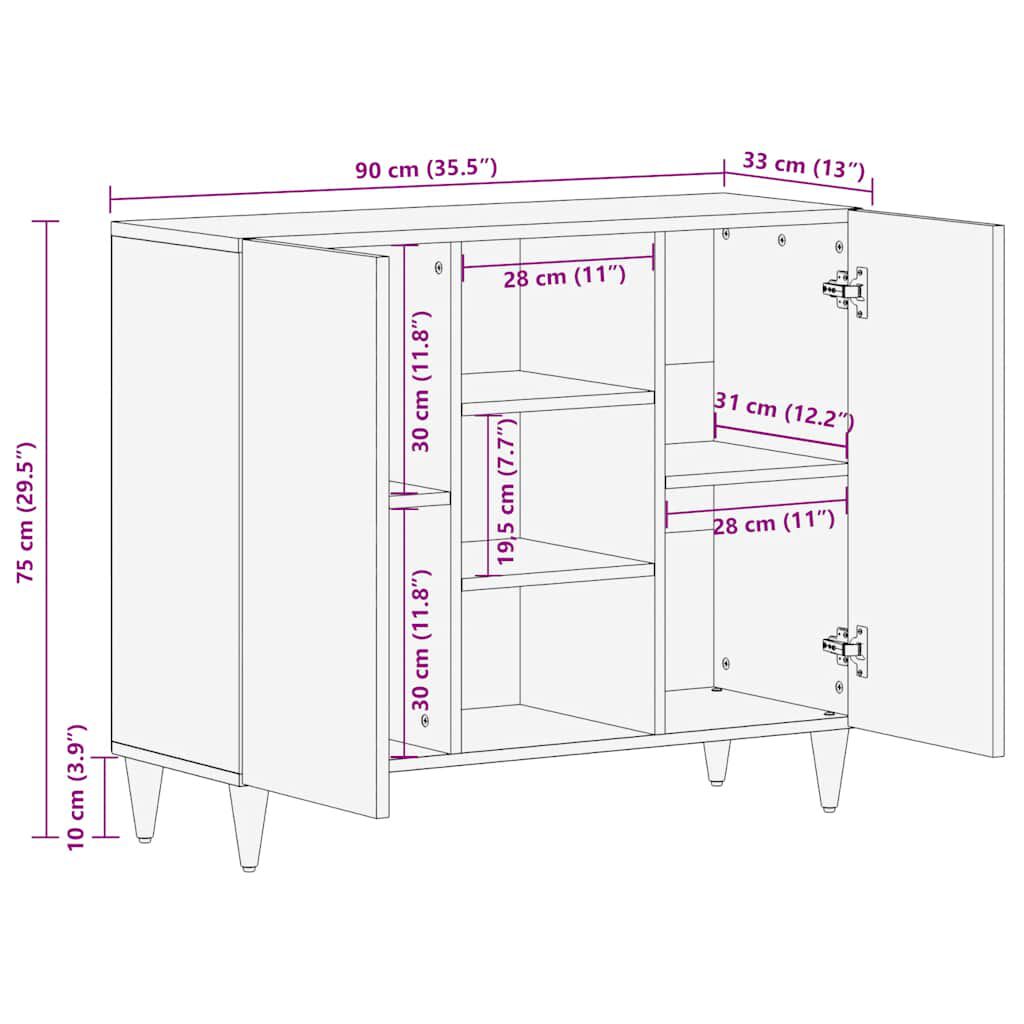 vidaXL Sideboard 90x33x75 cm μασίφ ξύλο Mango