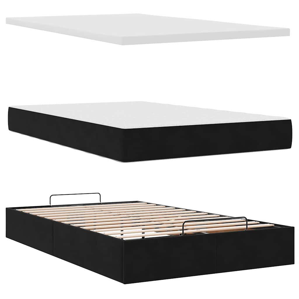 vidaXL Οθωμανικό κρεβάτι με στρώμα & LEDs Μαύρο 120x200cm Velvet
