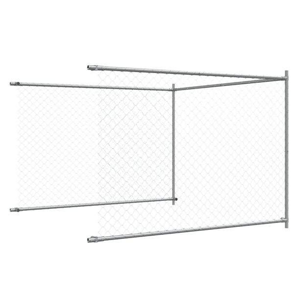 vidaXL Κλουβί Σκύλου με Πόρτα Γκρι 12x2x1,5 μ. Γαλβανισμένος Χάλυβας