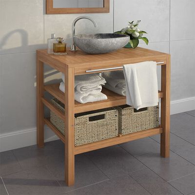 vidaXL Έπιπλο Μπάνιου 74x45x75 εκ. από Μασίφ Ξύλο Teak με 2 Καλάθια
