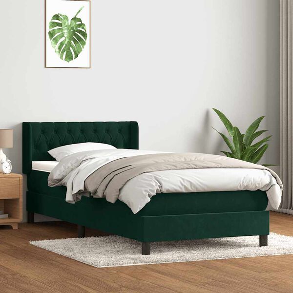vidaXL Box Spring &kappa;&rho;&epsilon;&beta;ά&tau;&iota; &mu;&epsilon; &sigma;&tau;&rho;ώ&mu;&alpha; &sigma;&kappa;&omicron;ύ&rho;&omicron; &pi;&rho;ά&sigma;&iota;&nu;&omicron; 90x220 cm Velvet
