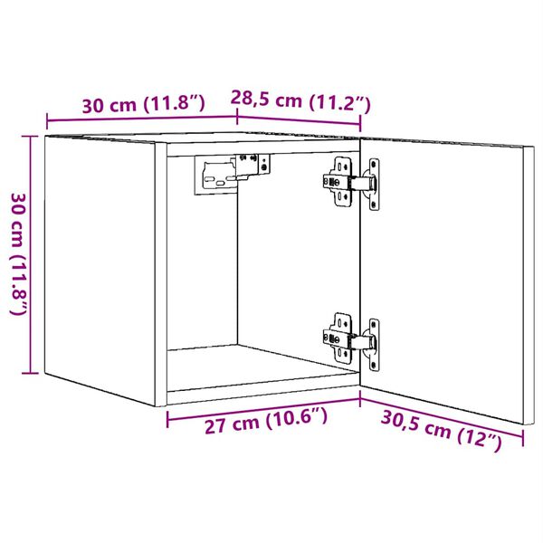 vidaXL Έπιπλο Τηλεόρασης Επιτοίχιο Καφέ Δρυς 30,5 x 30 x 30 εκ.