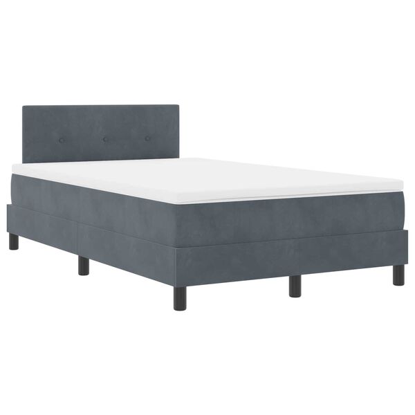 vidaXL Κρεβάτι Box Spring με Στρώμα Σκούρο Γκρι Μικρό Διπλό Βελούδινο