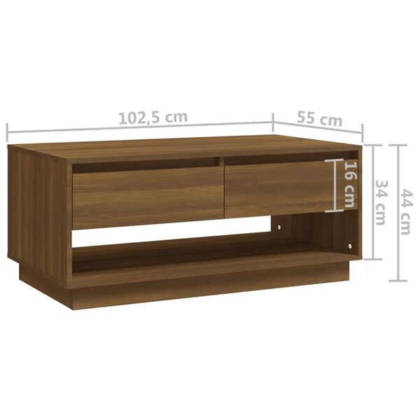 vidaXL Τραπεζάκι Σαλονιού Καφέ Δρυς 102x55x44 εκ. Επεξεργασμένο Ξύλο