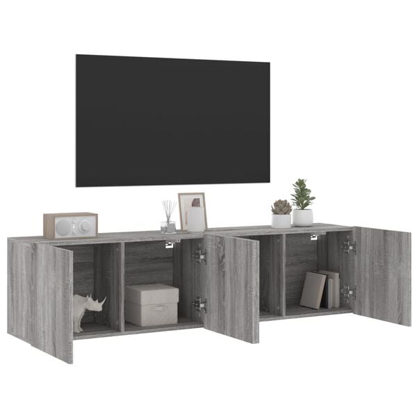 vidaXL Ντουλάπια Τοίχου Τηλεόρασης 2 Τεμ. Γκρι Sonoma 80 x 30 x 41 εκ.