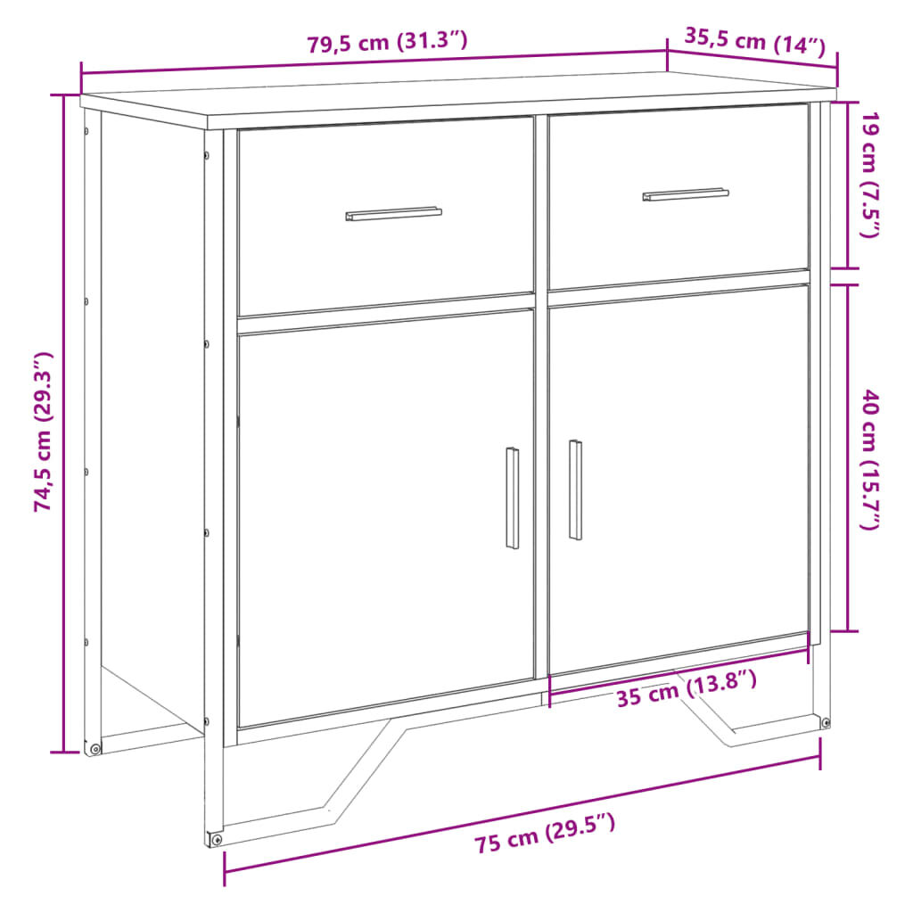 vidaXL Συρταριέρα Μαύρη 79,5x35,5x74,5 εκ. από Επεξεργασμένο Ξύλο