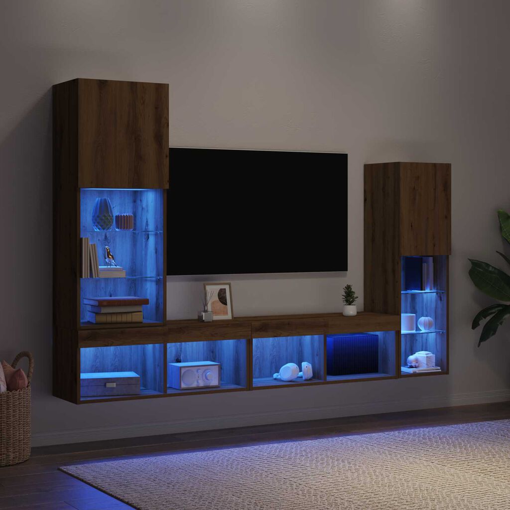 vidaXL Ντουλάπι Τηλεόρασης με LED Φώτα Κομψή Οξυά 40.5x30x102 εκ