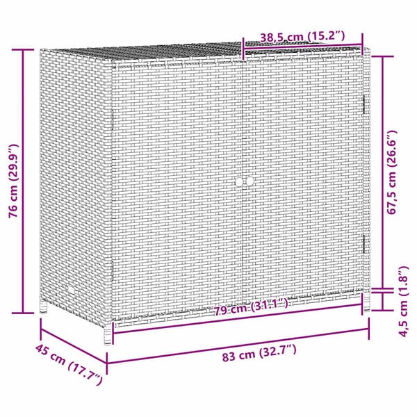vidaXL Ντουλάπι Αποθήκευσης Κήπου Καφέ 83x45x76 εκ. Συνθετικό Ρατάν