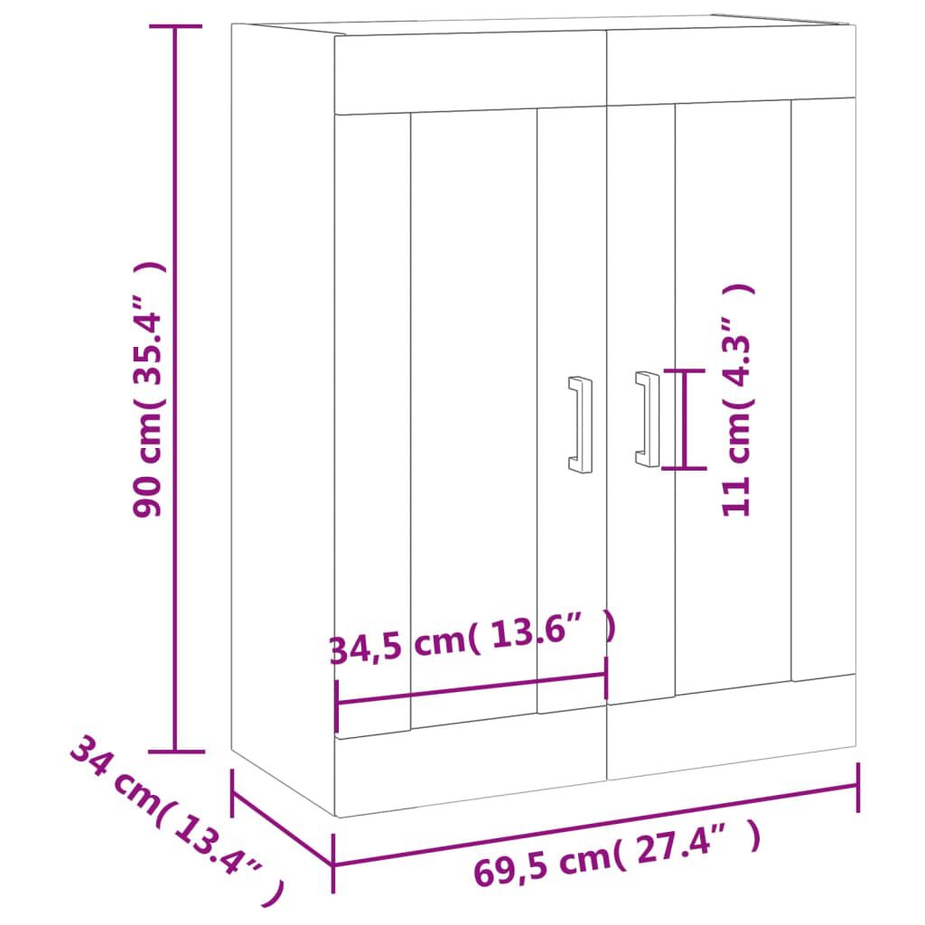 vidaXL Ντουλάπι Τοίχου Μαύρο 69,5 x 34 x 90 εκ.