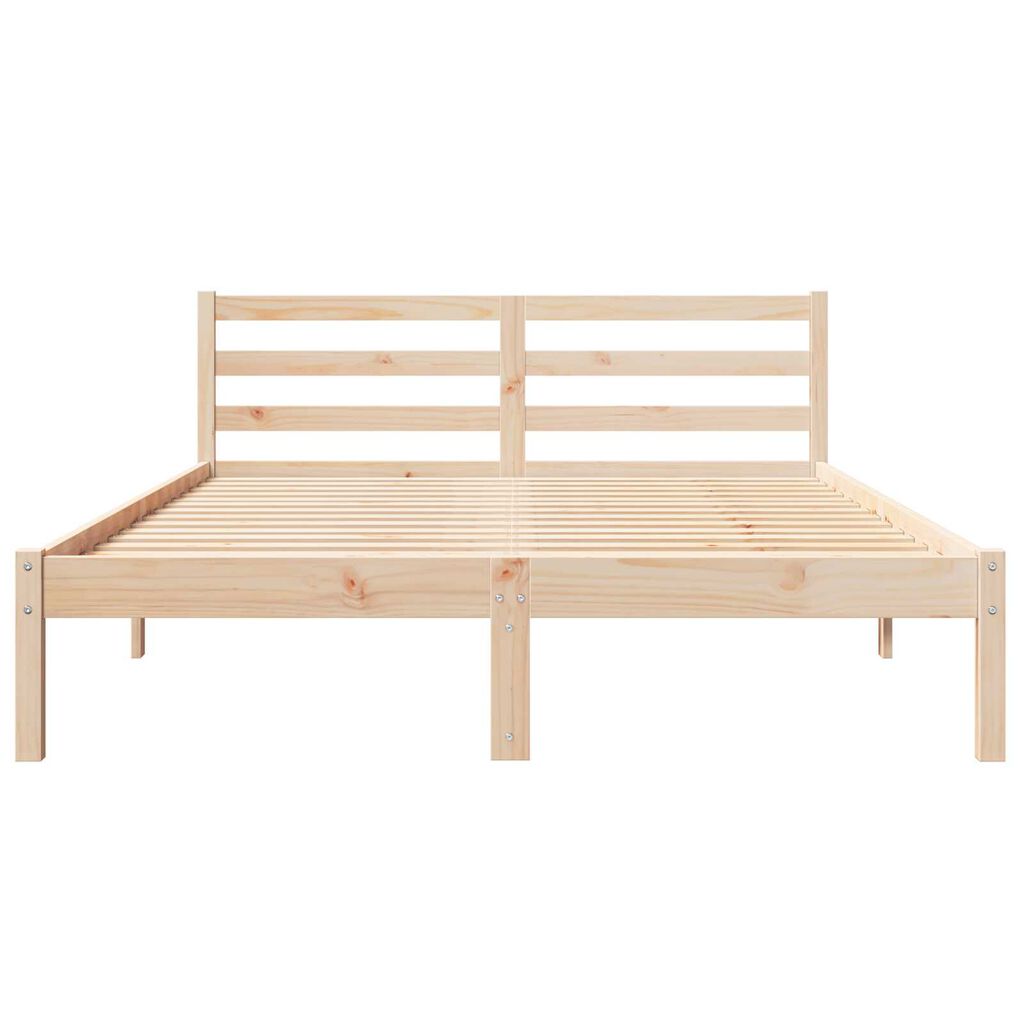 vidaXL Κρεβάτι με κεφαλάρι Καφέ 210 x 140 εκ Μασίφ ξύλο πεύκου