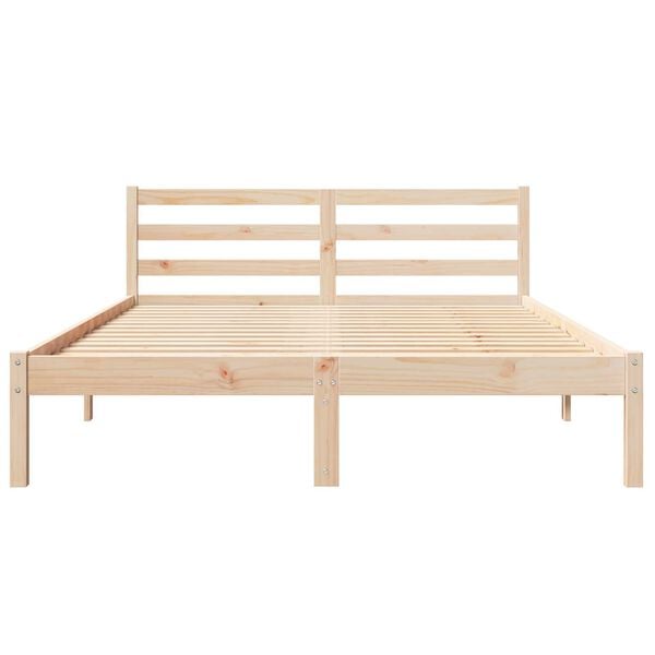vidaXL Κρεβάτι με κεφαλάρι Καφέ 210 x 140 εκ Μασίφ ξύλο πεύκου