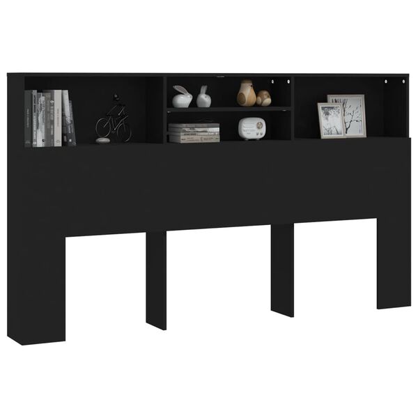 vidaXL Κεφαλάρι Με Αποθηκευτικό Χώρο Μαύρο 180 x 19 x 103,5 εκ.