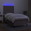 vidaXL &Kappa;&rho;&epsilon;&beta;ά&tau;&iota; Boxspring &mu;&epsilon; &Sigma;&tau;&rho;ώ&mu;&alpha; & LED Taupe 90x200 &epsilon;&kappa;. &Upsilon;&phi;&alpha;&sigma;&mu;ά&tau;&iota;&nu;&omicron;