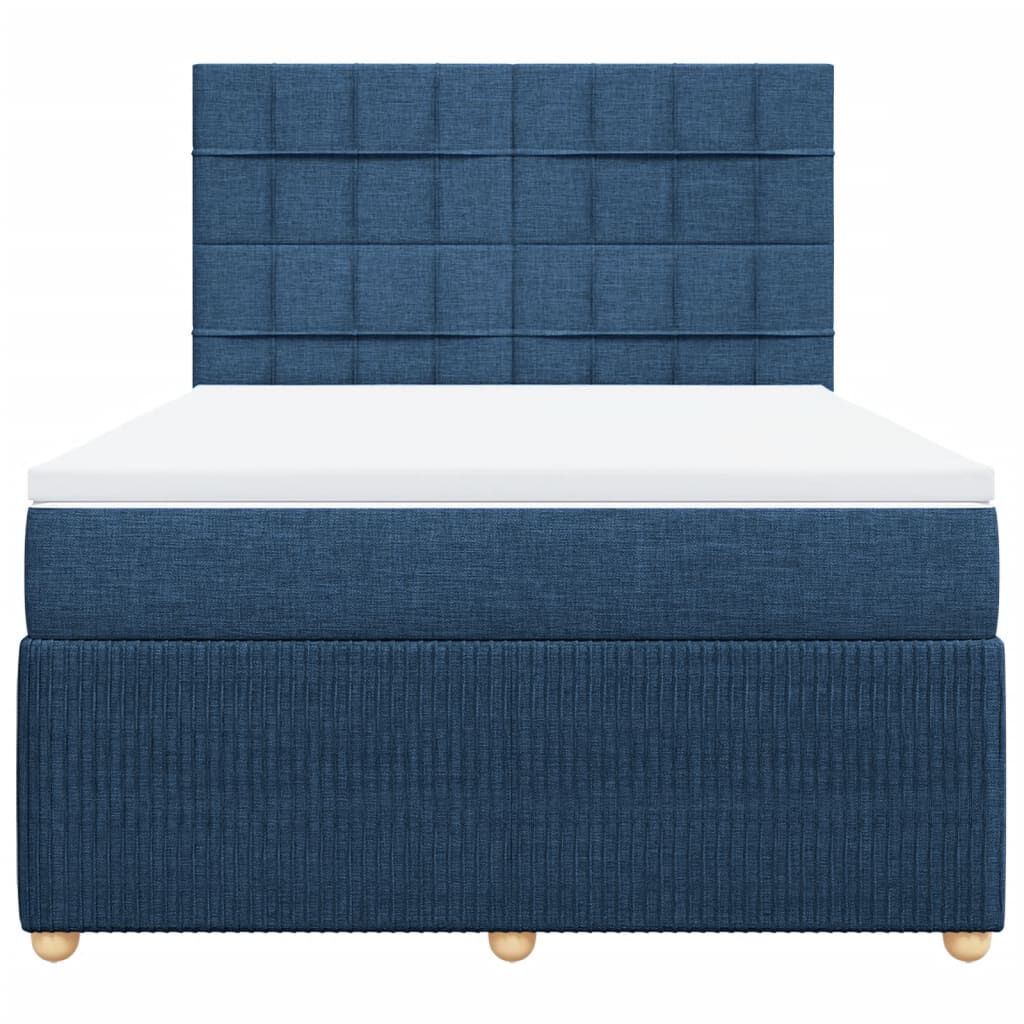 vidaXL Κρεβάτι Boxspring με Στρώμα Μπλε 160x200 εκ. Υφασμάτινο
