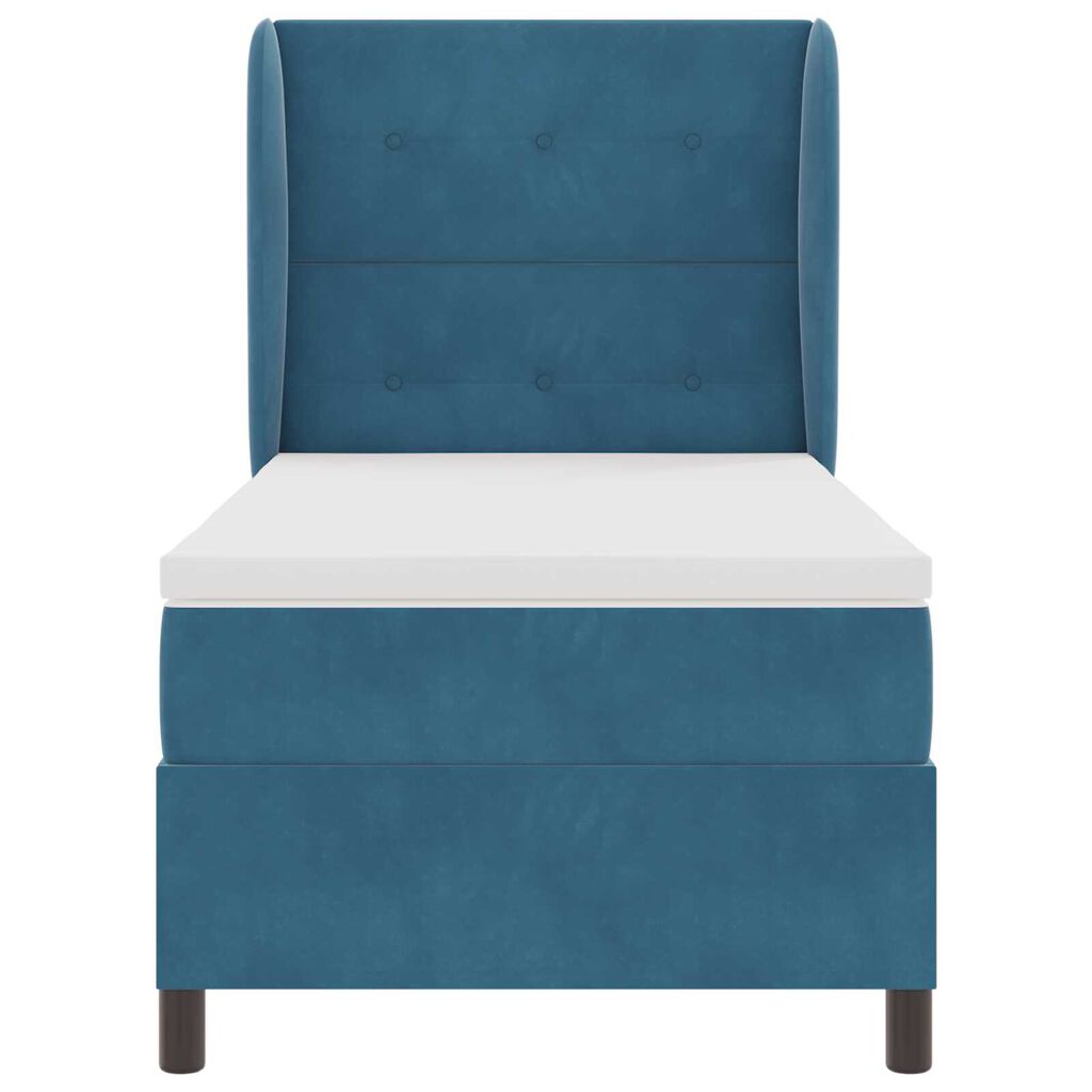 κρεβάτι box spring με στρώμα vidaXL σε σκούρο μπλε 90x190 εκ. βελούδο