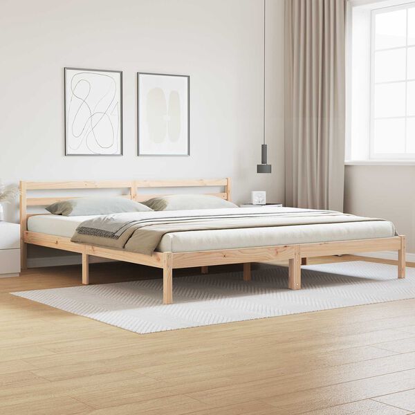 vidaXL Κρεβάτι με κεφαλάρι Καφέ 210 x 180 cm Μασίφ ξύλο πεύκου