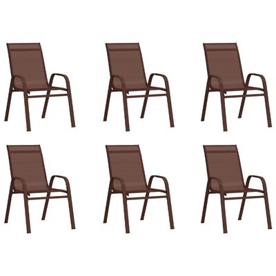 vidaXL Καρέκλες Κήπου Στοιβαζόμενες 6 τεμ. Καφέ από Ύφασμα Textilene