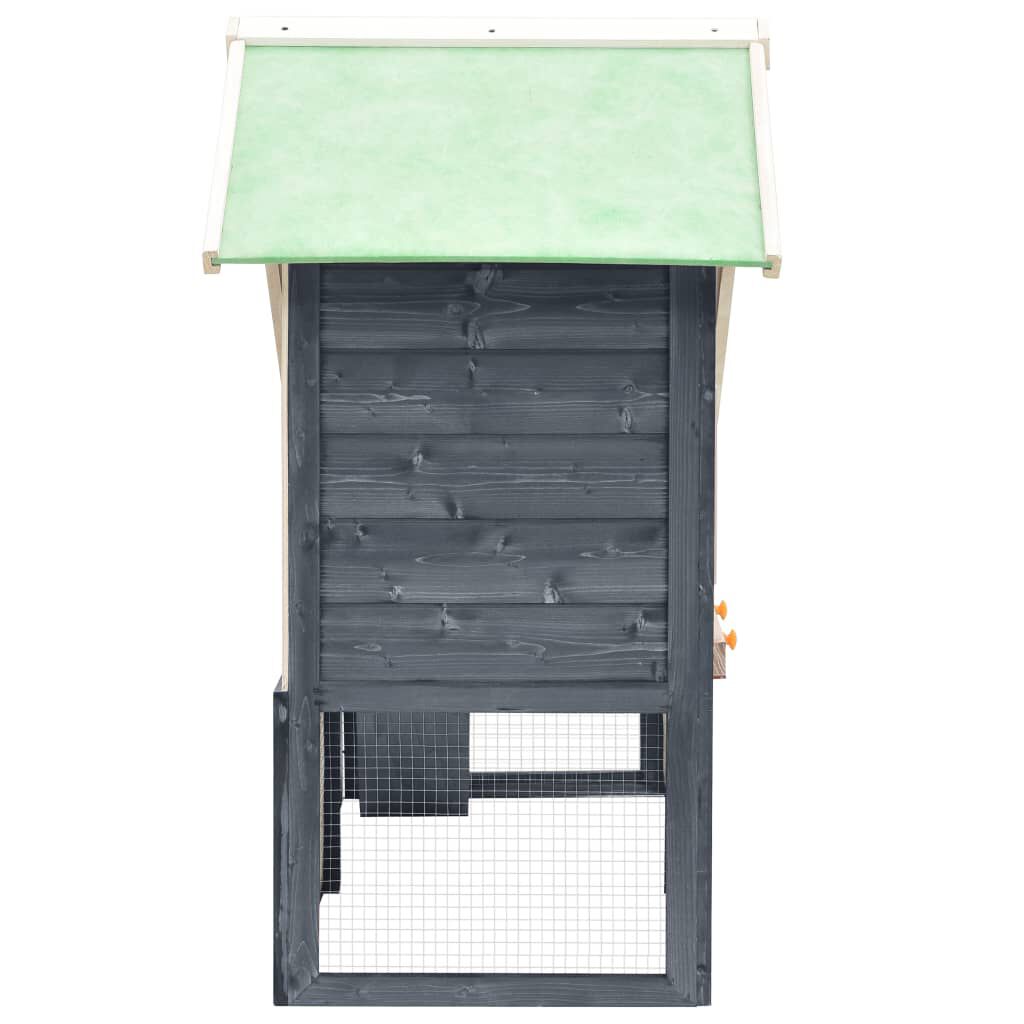 vidaXL Κλουβί Κουνελιών Γκρι/Λευκό 140x63x120 εκ. Μασίφ Ξύλο Ελάτης