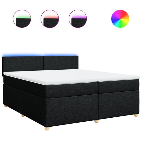 vidaXL &Kappa;&rho;&epsilon;&beta;ά&tau;&iota; Boxspring &mu;&epsilon; &Sigma;&tau;&rho;ώ&mu;&alpha; &Mu;&alpha;ύ&rho;&omicron; 200x200 &epsilon;&kappa;. &Upsilon;&phi;&alpha;&sigma;&mu;ά&tau;&iota;&nu;&omicron;