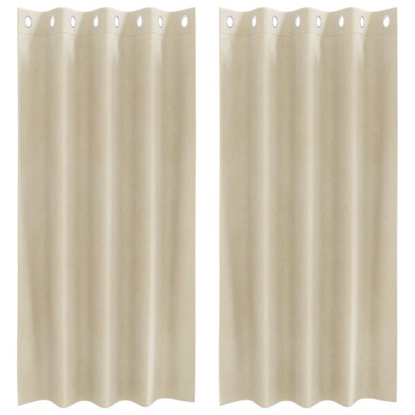 vidaXL Κουρτίνες με κουρτίνες 2 pcs Κρεμ 140 x 175 cm Βελούδο