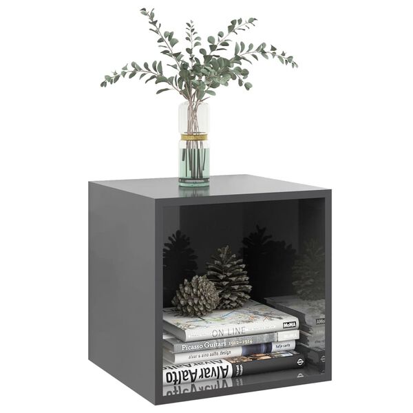 vidaXL Ντουλάπια Τοίχου 4 τεμ. Γυαλ. Γκρι 37x37x37 εκ. από Επεξ. Ξύλο